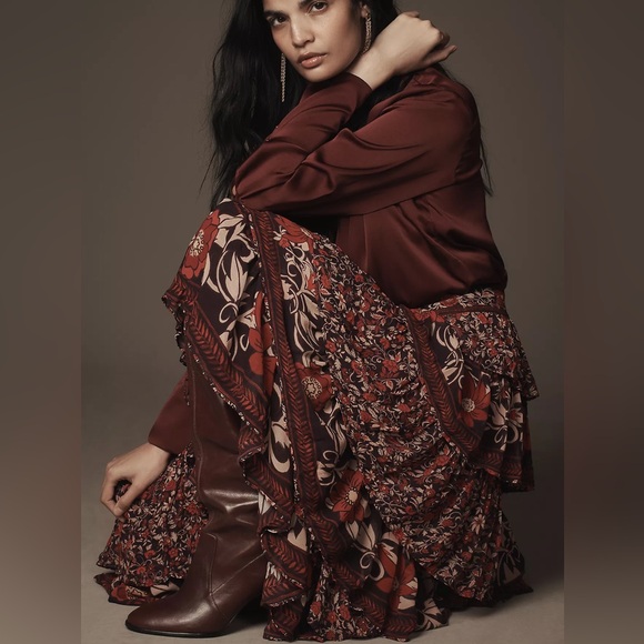 NWTS FARM RIO RUFFLED MIDI SKIRT (M) - Picture 5 of 9